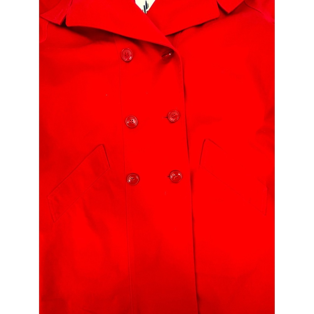 Vintage Misty Harbor Trench Coat Womens 16 Reg Red Lined Cotton Double Breasted - Picture 4 of 13